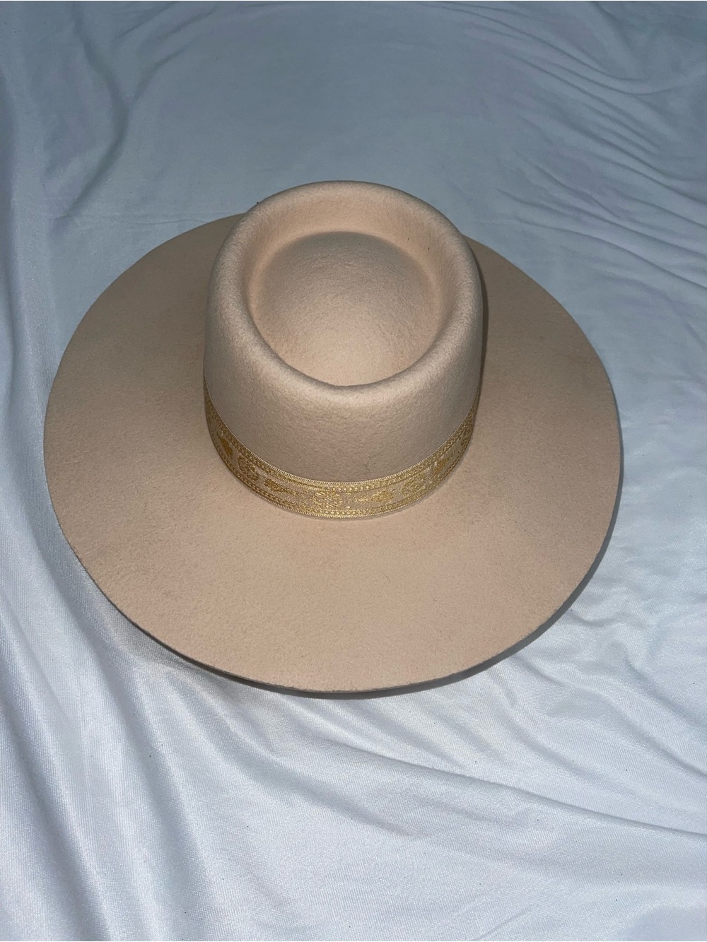 Lack Of Color Blush Wide-Brim Felt Hat with Gold Band